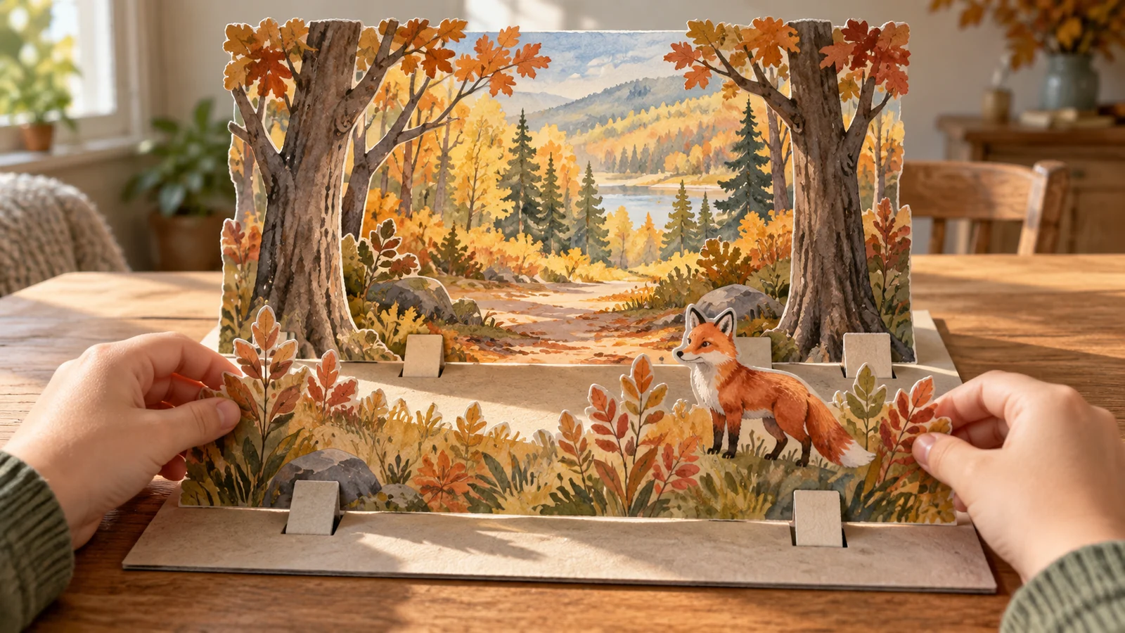 Diorama forêt d’automne : trois plans à découper et monter