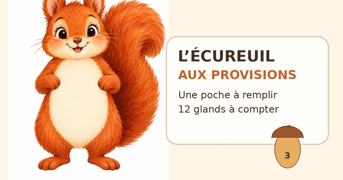L’écureuil aux provisions : une poche et 12 glands à imprimer
