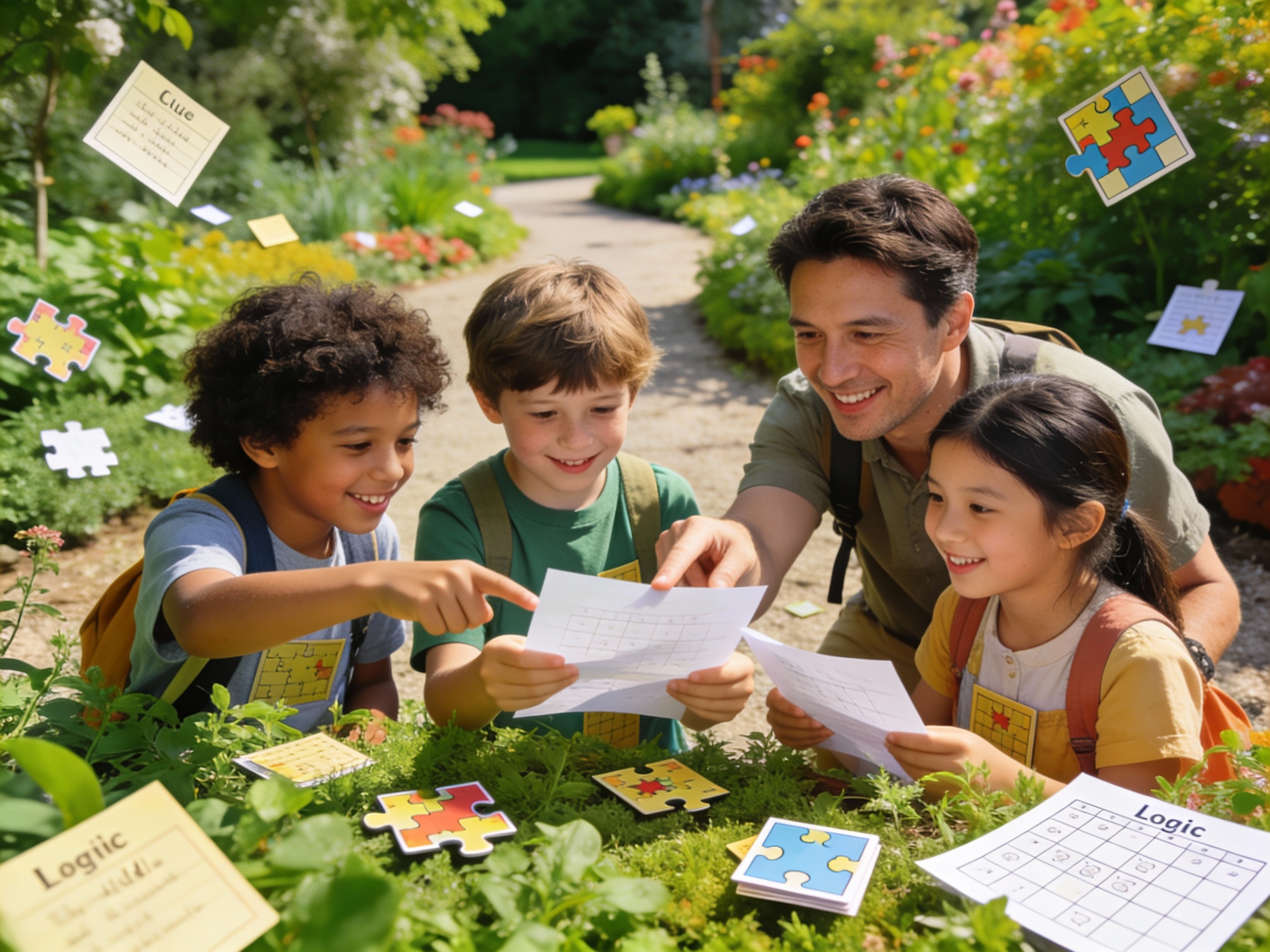 Chasse au trésor en plein air avec résolution d'énigmes en groupe