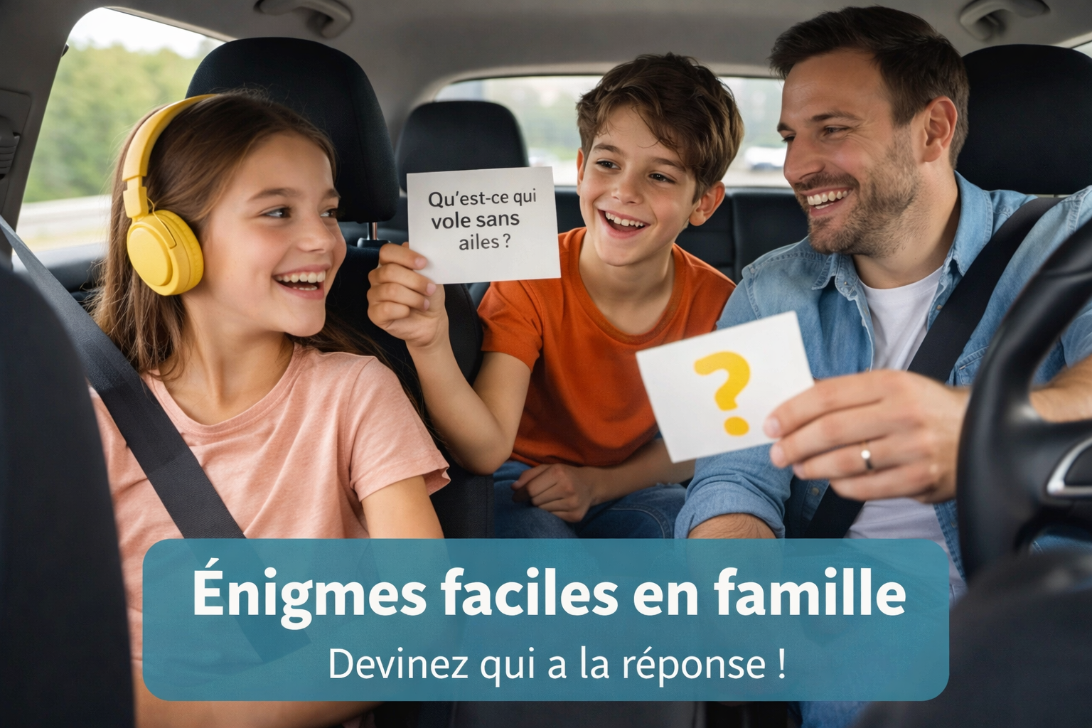 Jeu d'énigmes en famille pendant un trajet en voiture