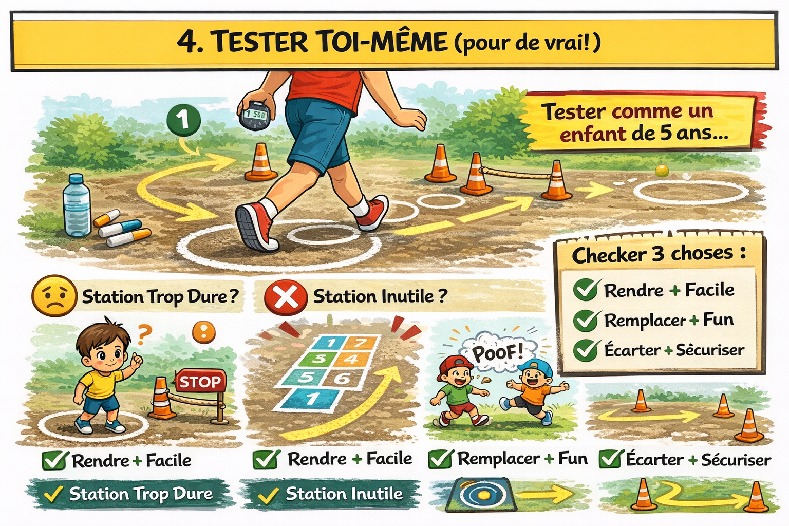 Étape 4 : tester le parcours motricité soi-même avant les enfants