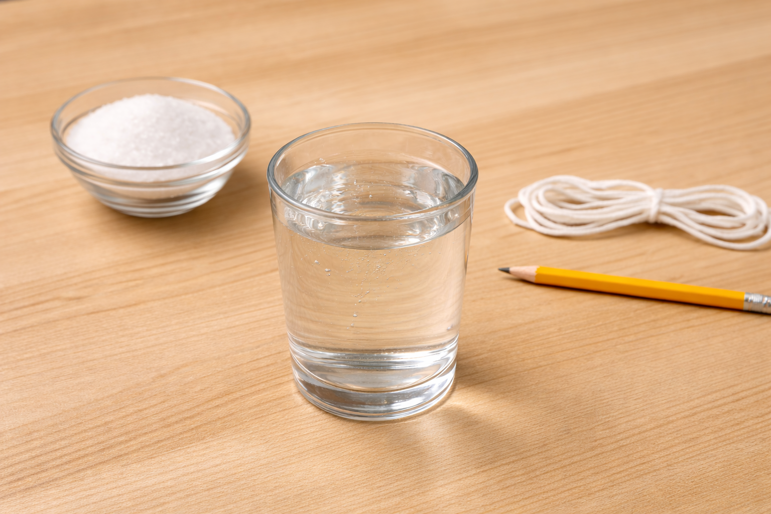 Image 3 - Fin étape 1 : verre rempli d'eau chaude posé sur la table. Aucune main visible. Eau claire.