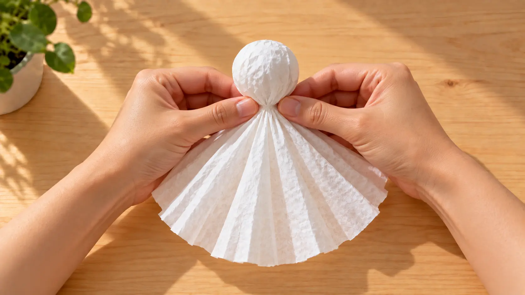 Papier du filtre rassemblé sous la boule en tête ronde et robe