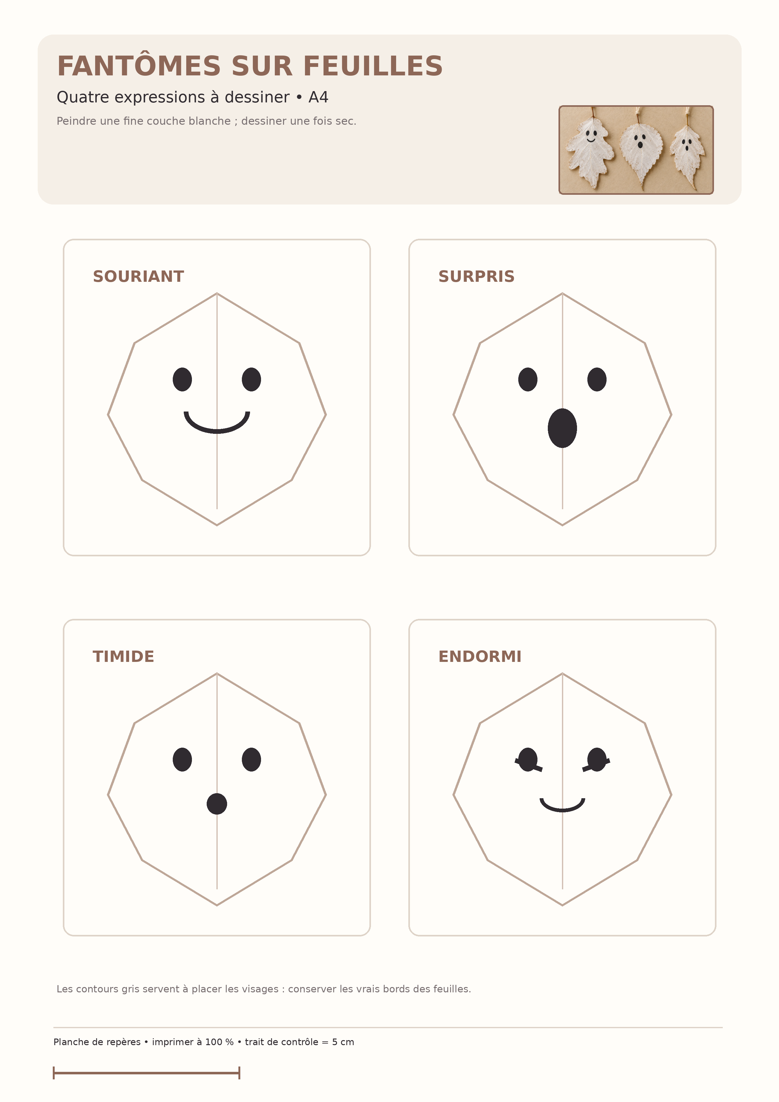 Quatre idées de visages de fantômes pour feuilles mortes