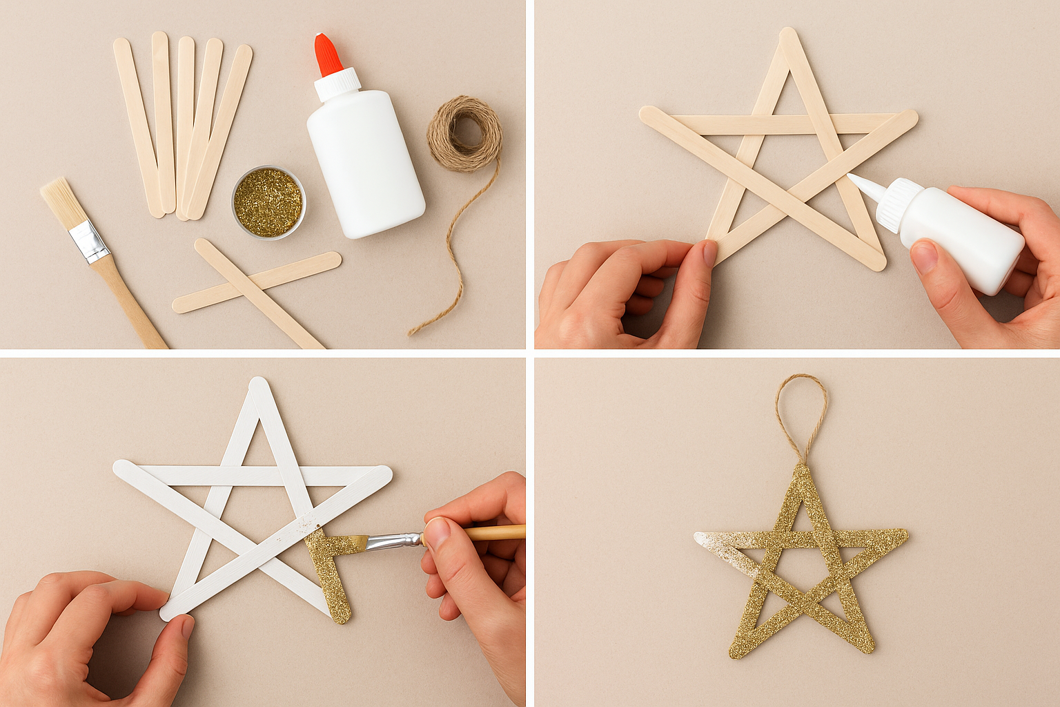 Guirlande d'étoiles en papier kraft tamponnées – tutoriel 4 étapes