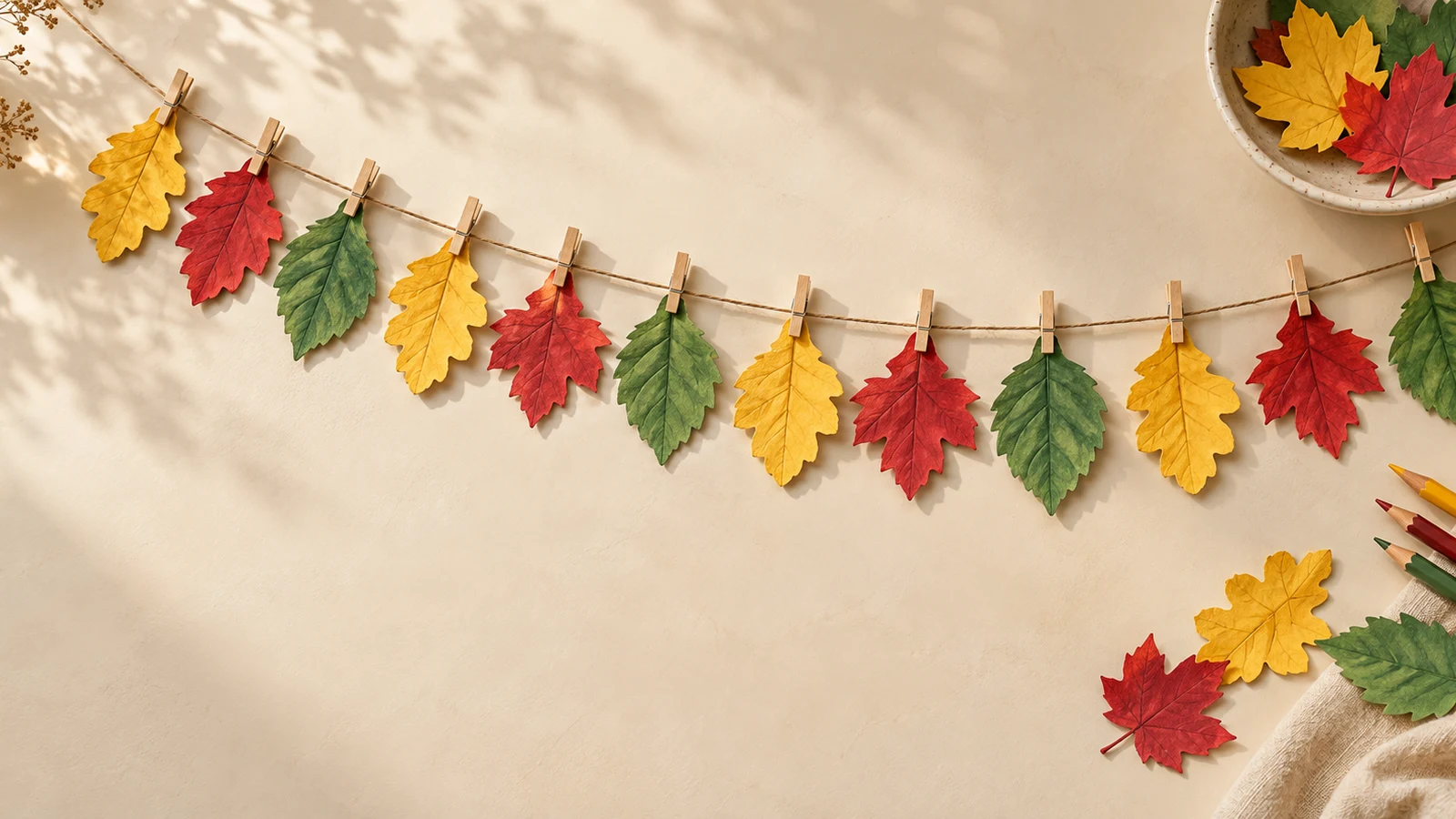 Guirlande de feuilles d’automne à découper : quatre motifs à jouer