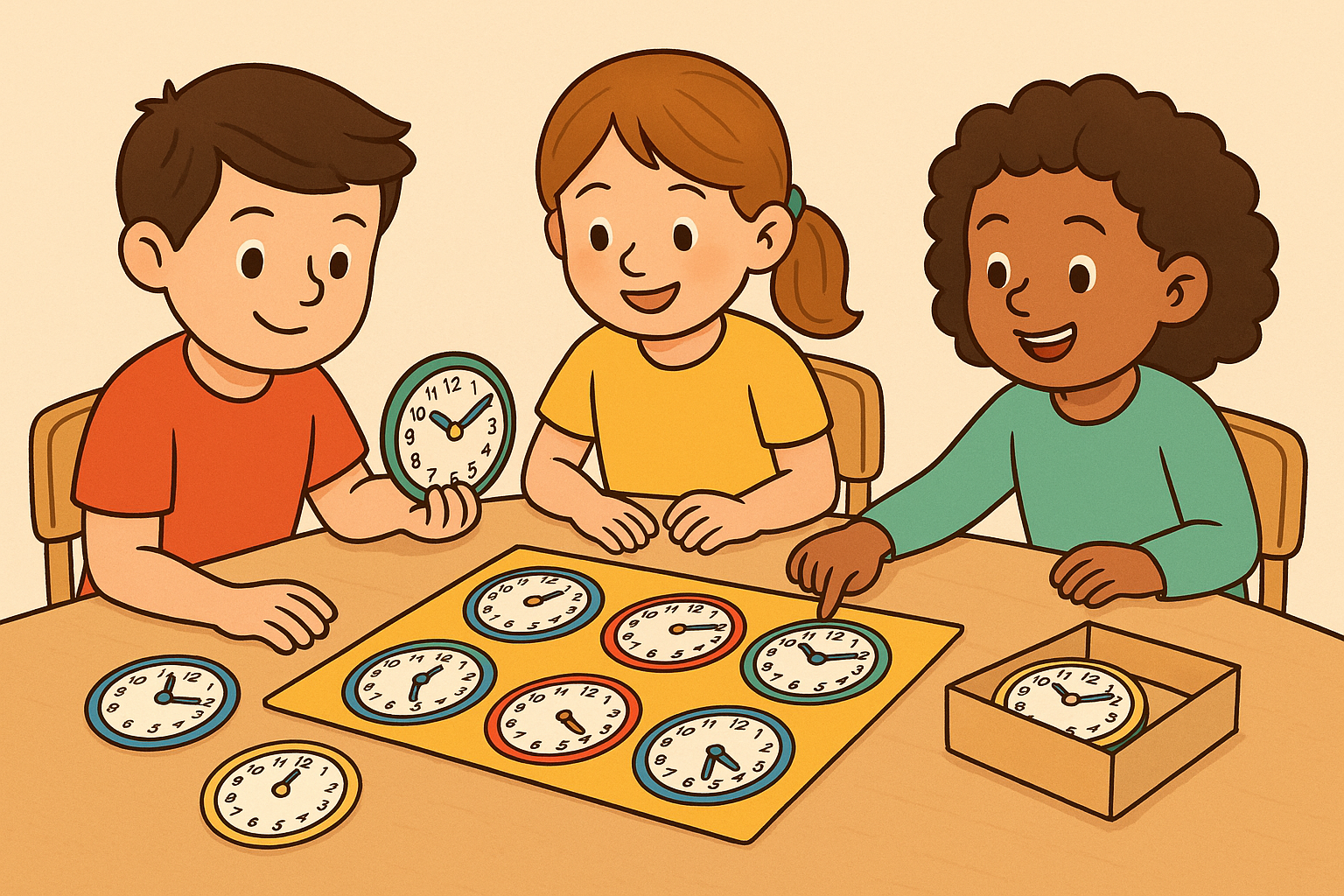 Jeux pour apprendre l’heure : bingo de l’heure, memory analogique/digital, horloge DIY en carton pour enfants