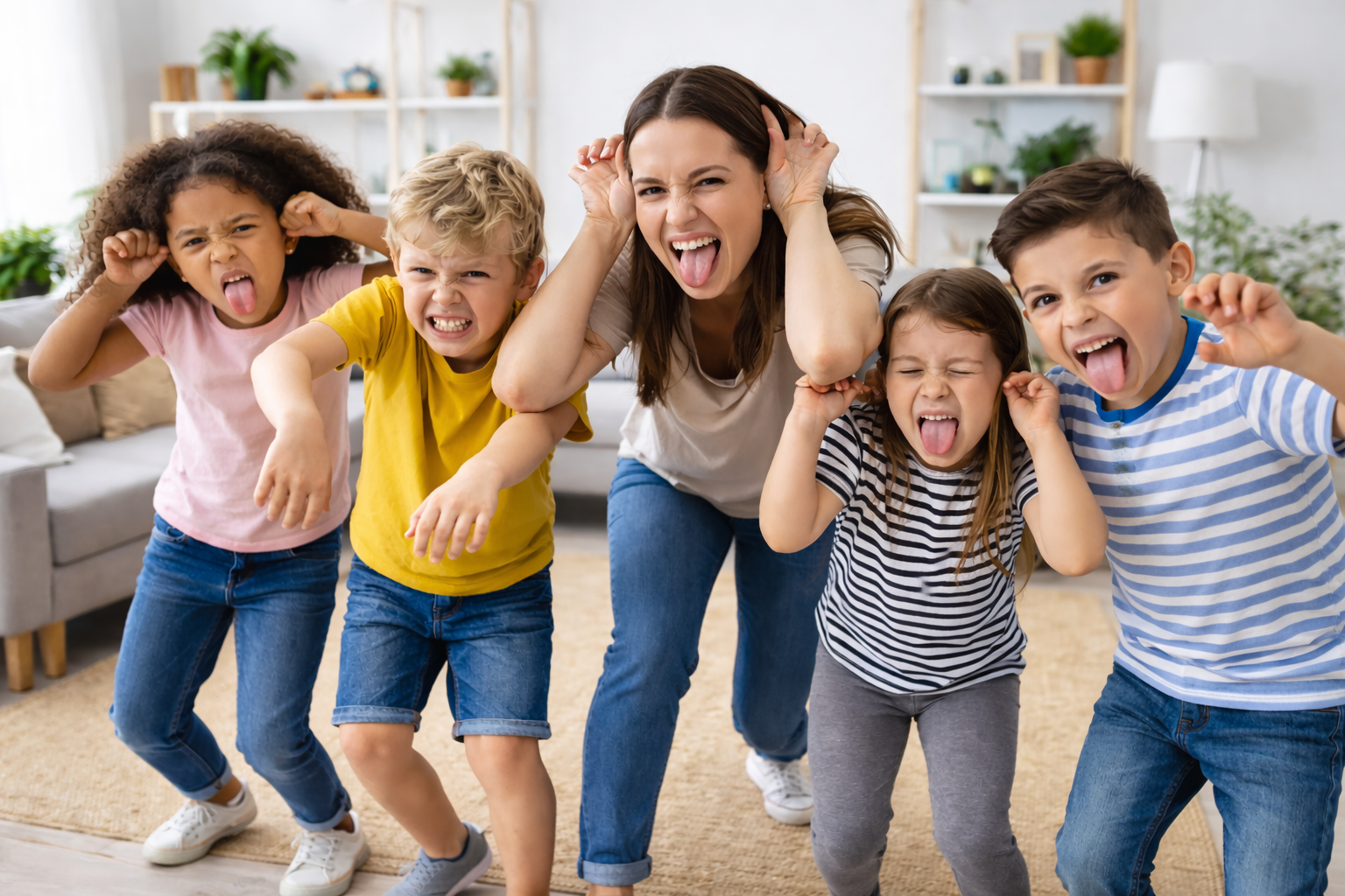 Jeux coopératifs sans matériel en intérieur : groupe qui se coordonne