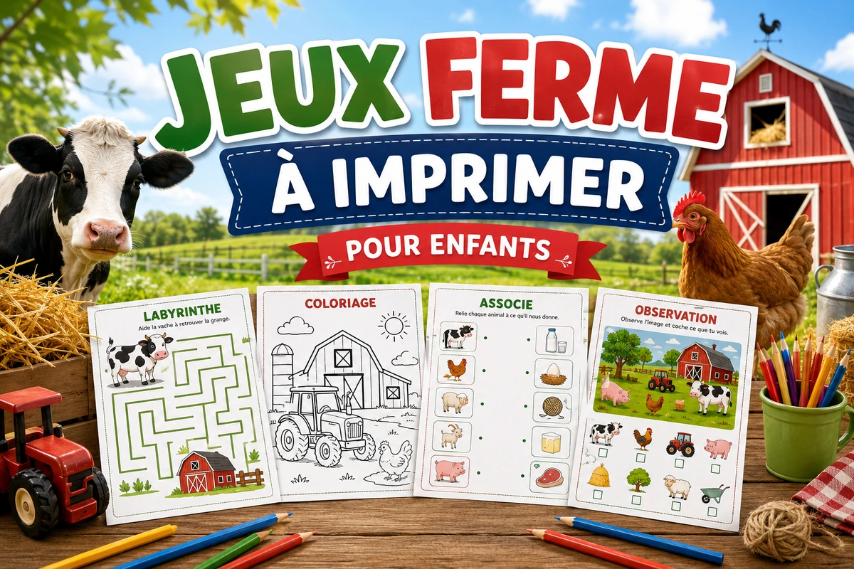 Jeux ferme à imprimer : animaux, tracteurs et vie à la campagne