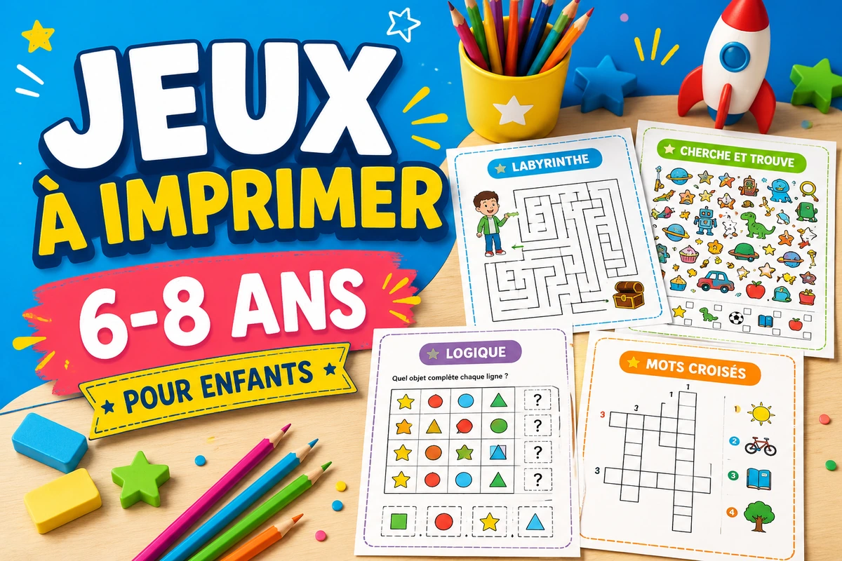 Jeux à imprimer 6–8 ans : activités PDF pour apprendre en jouant