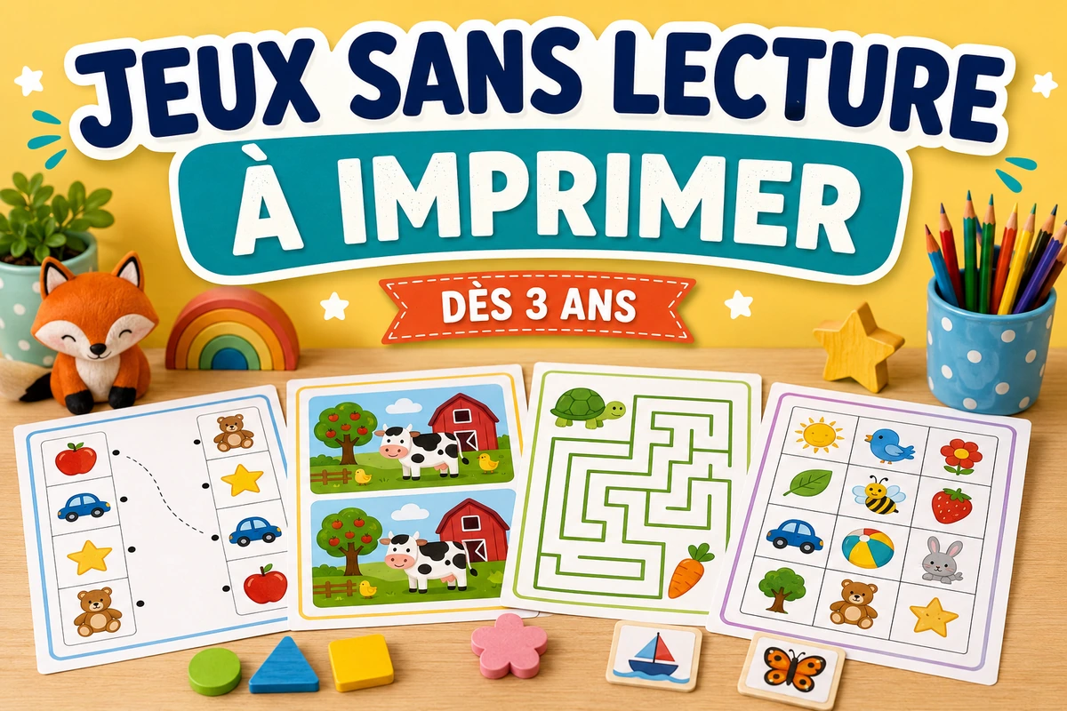 Jeux sans lecture à imprimer : activités visuelles dès 3 ans