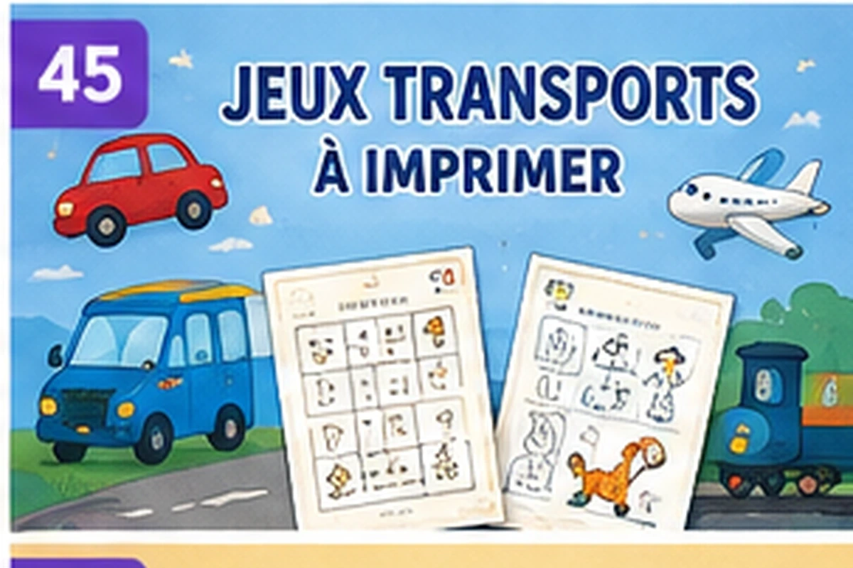 Jeux véhicules à imprimer : voitures, trains, avions et engins