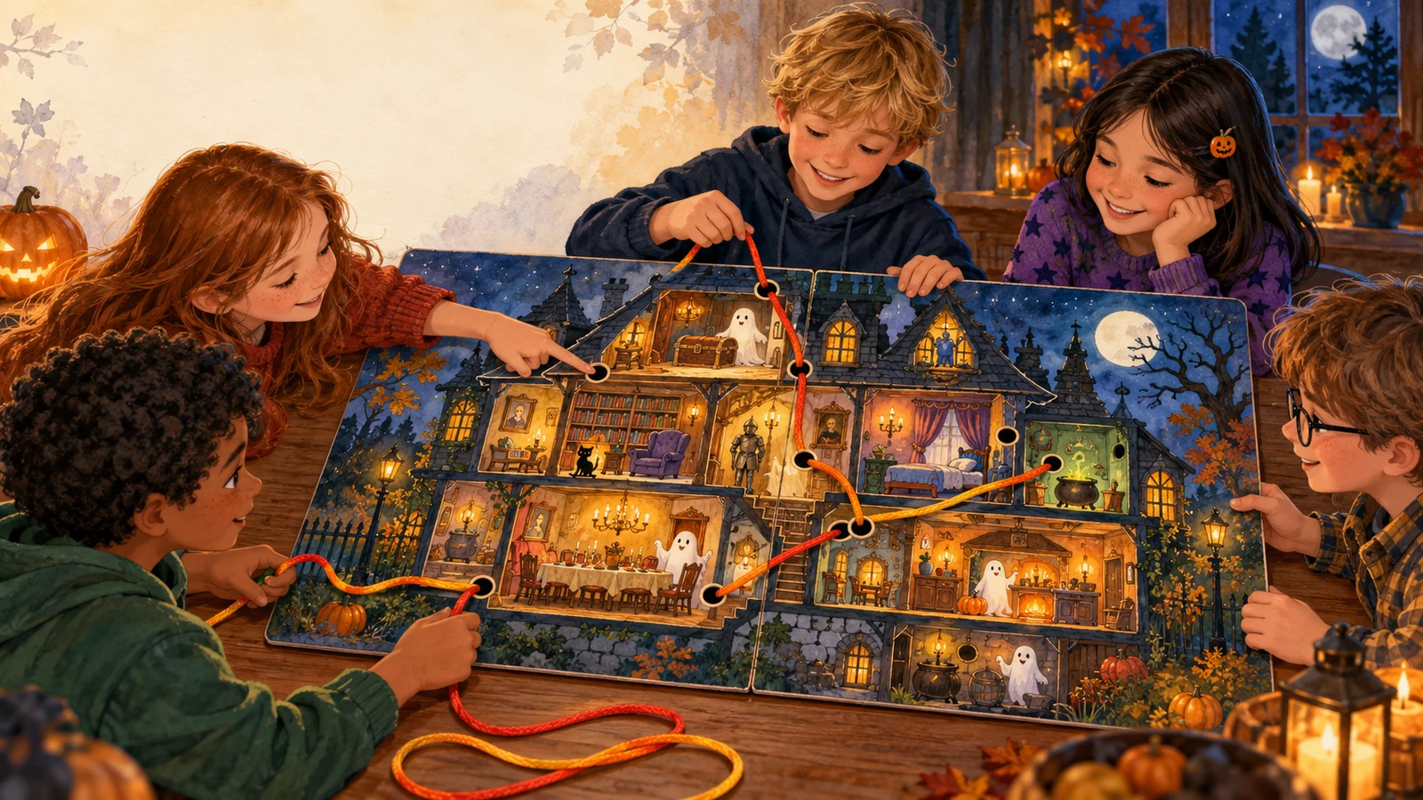 Lacet collectif du manoir : jeu de ficelle Halloween
