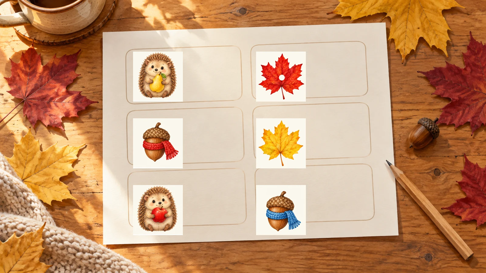 Lecture de consignes d’automne : 6 images et deux indices