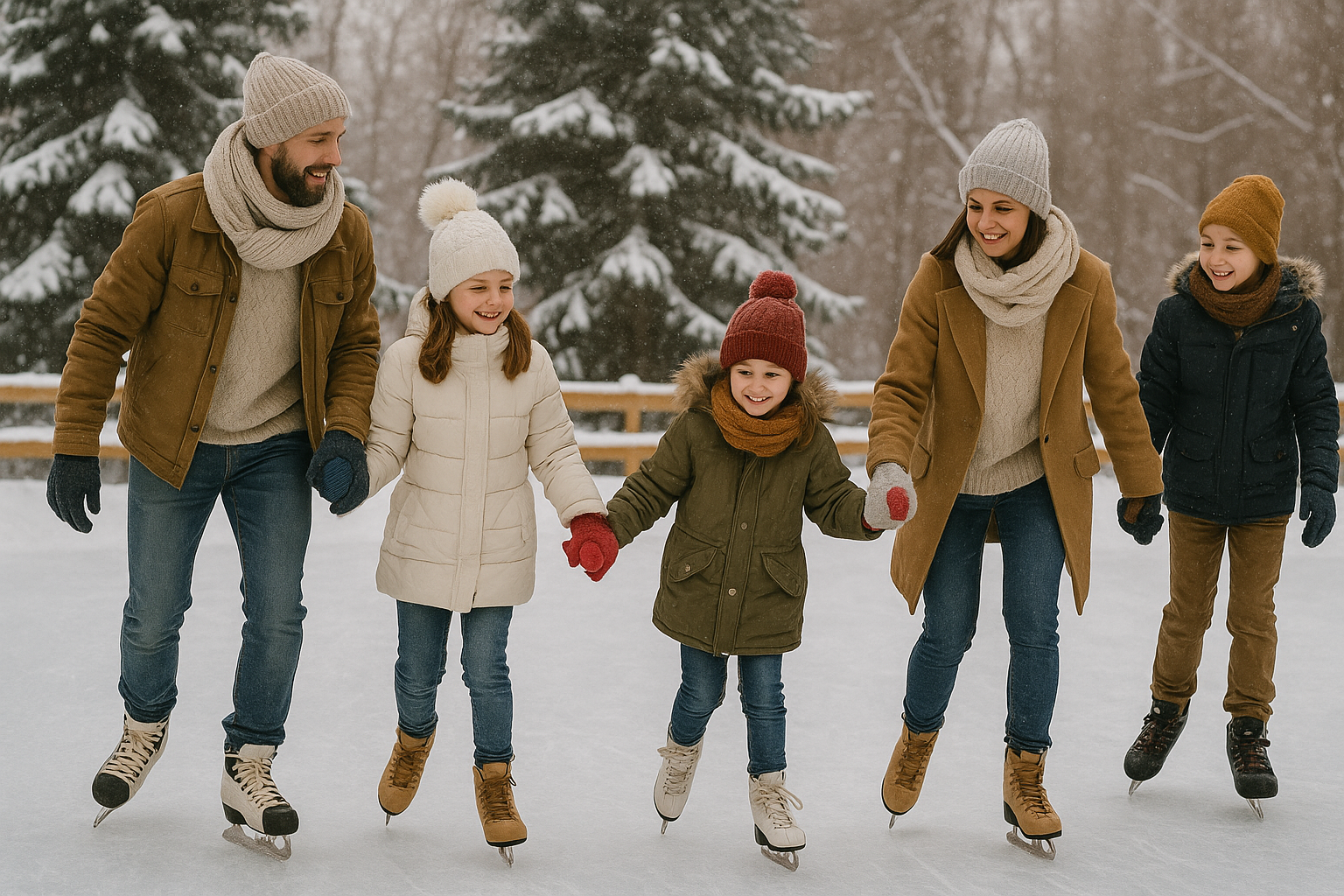 Maman lisant une histoire de Noël à deux enfants dans un salon cosy décoré