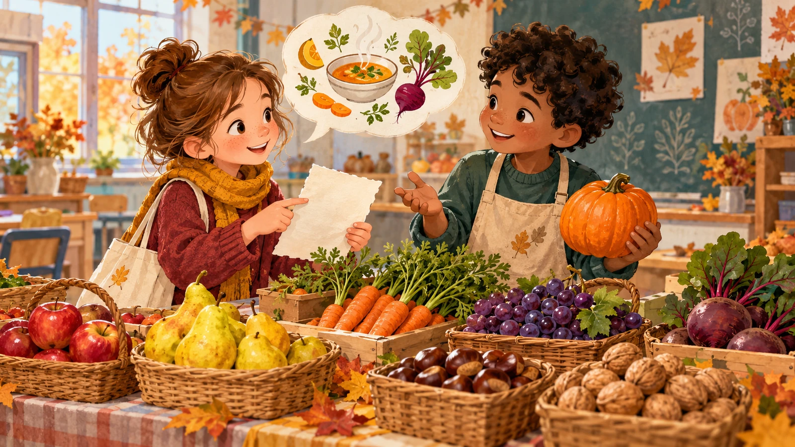 Marché des récoltes d’automne : 24 cartes à imprimer