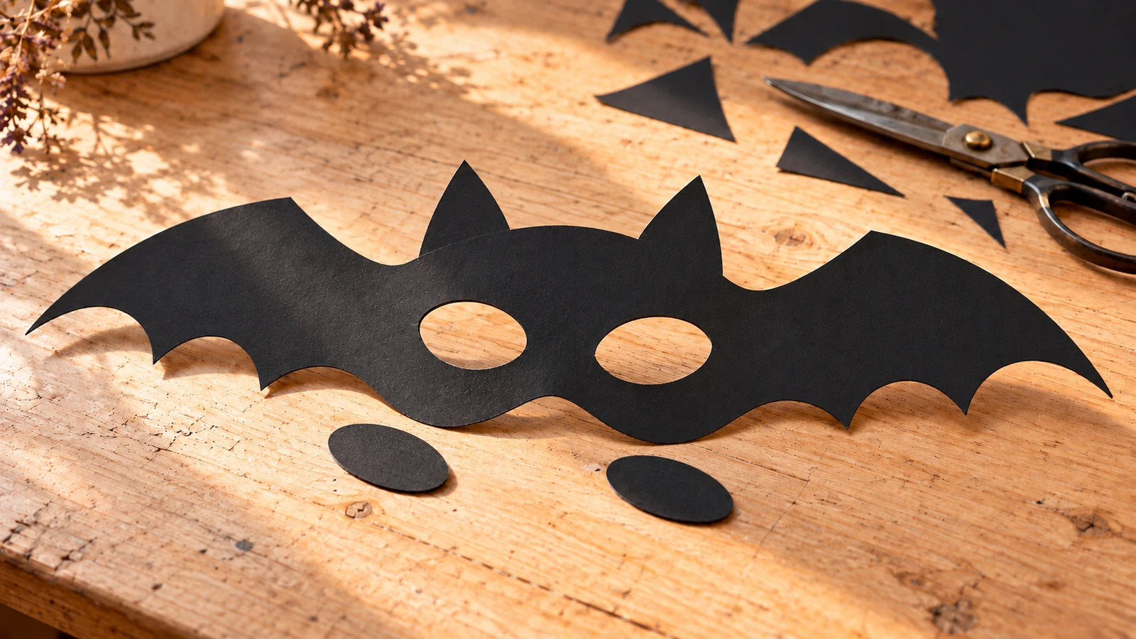 Deux ouvertures ovales traversent le masque chauve-souris noir