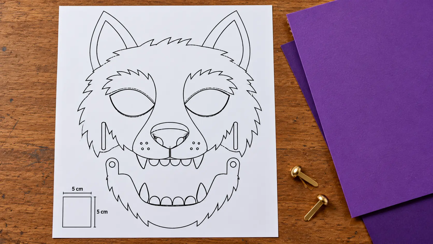 Patron A4 du loup-garou imprimé avant la découpe