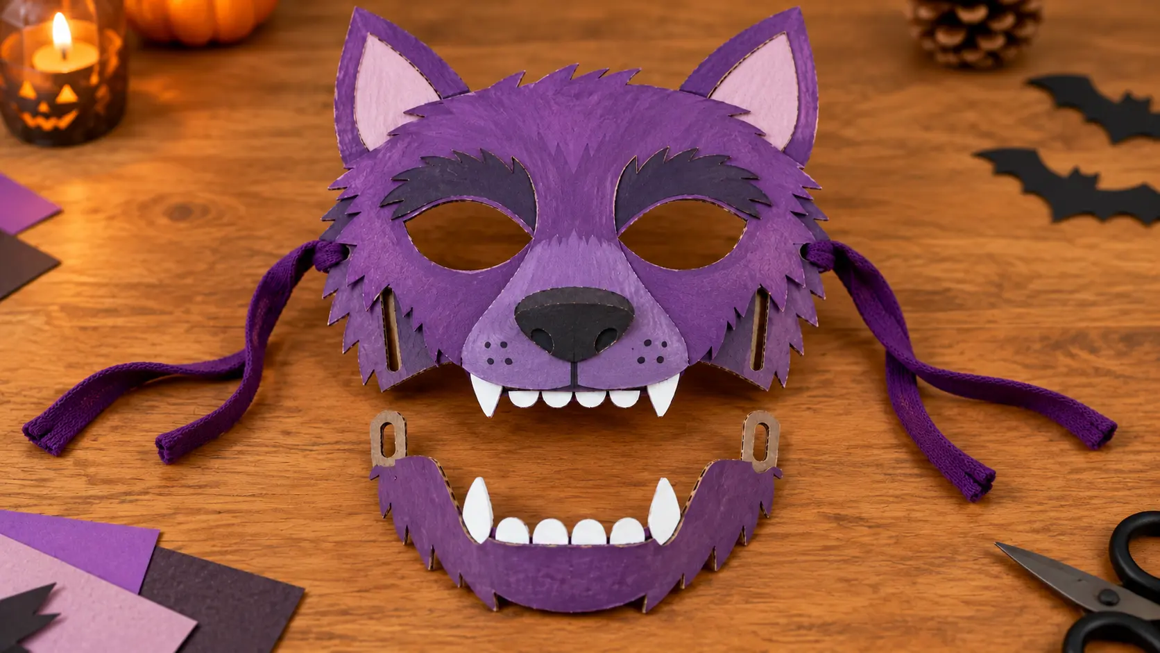 Liens noués aux deux côtés de la partie supérieure du masque