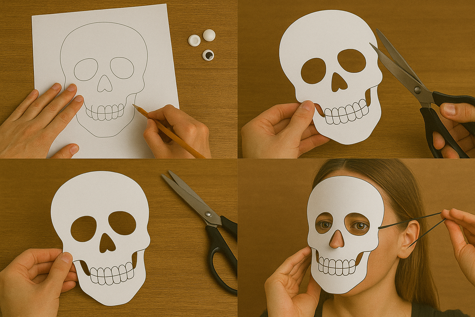 Tuto masques sorcière ou squelette à imprimer - 4 étapes