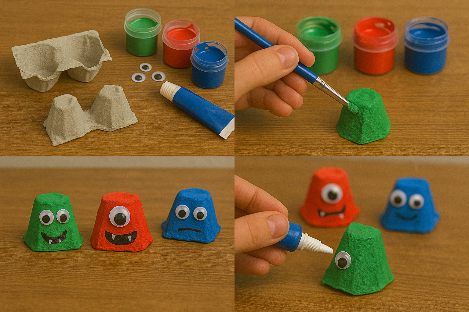 Tuto monstres en boîtes d'oeufs - 4 étapes