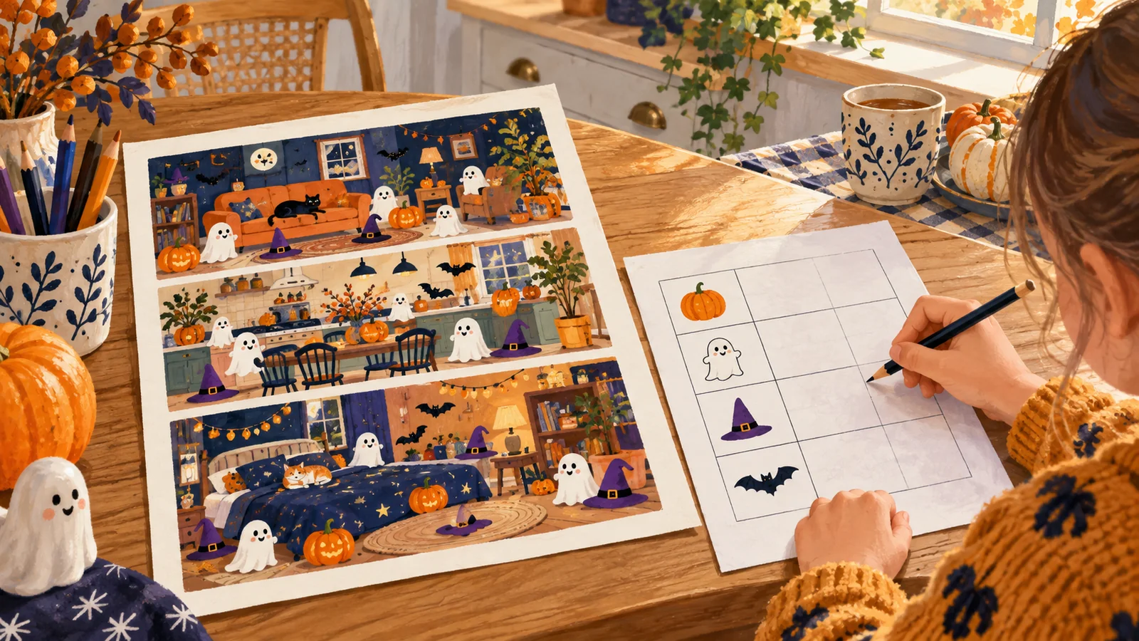 Observatoire Halloween : compter dans trois pièces du manoir