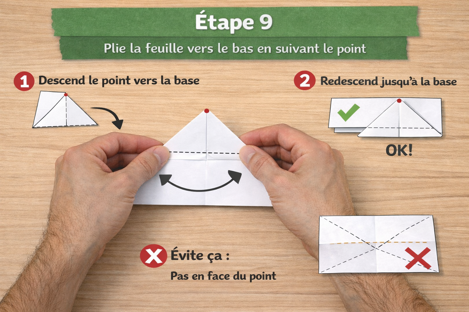 Origami grenouille qui saute - Étape 9 : préparer la zone de pliage du corps