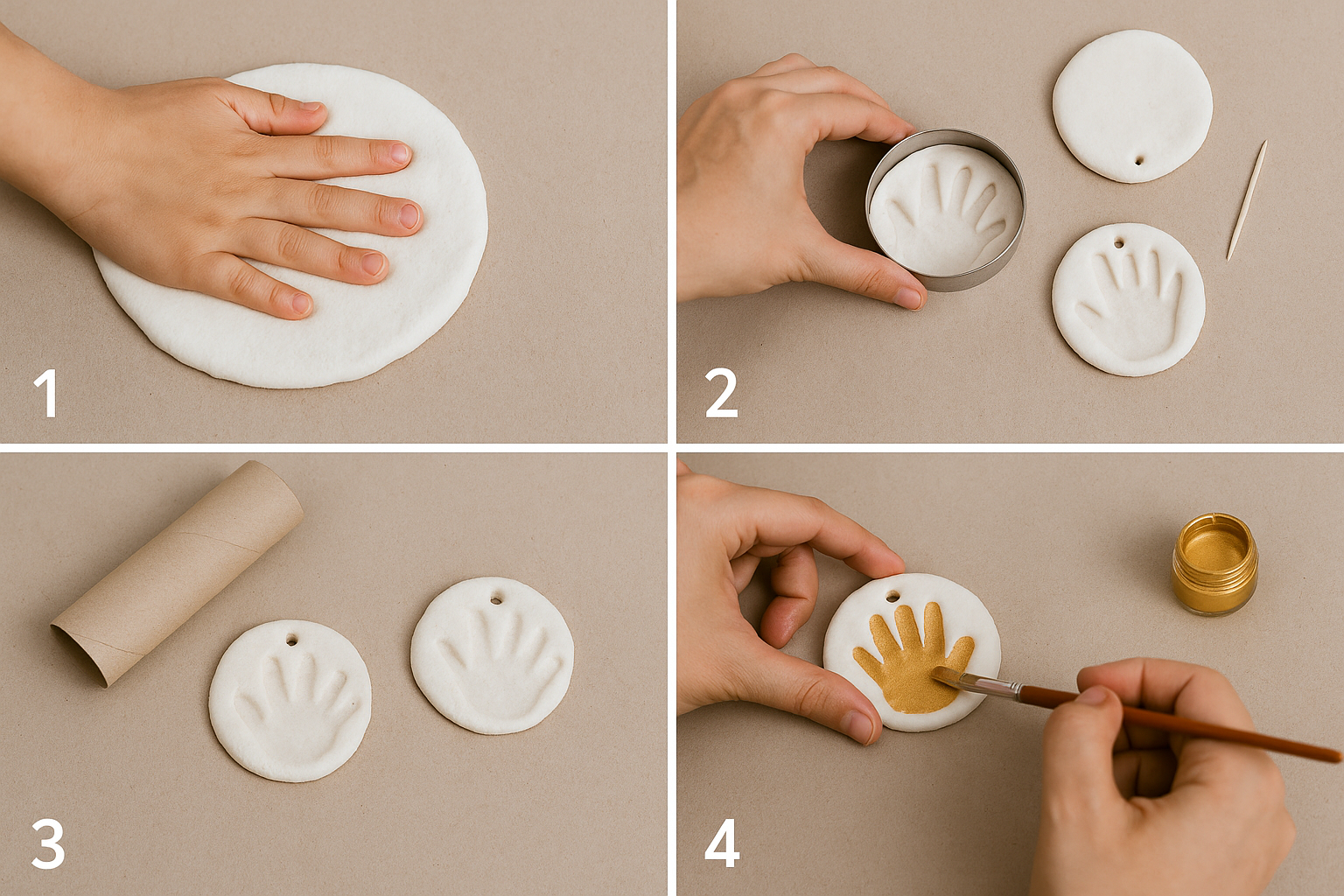 Ornements de Noël avec empreintes d'enfants en pâte à sel – tutoriel 4 étapes