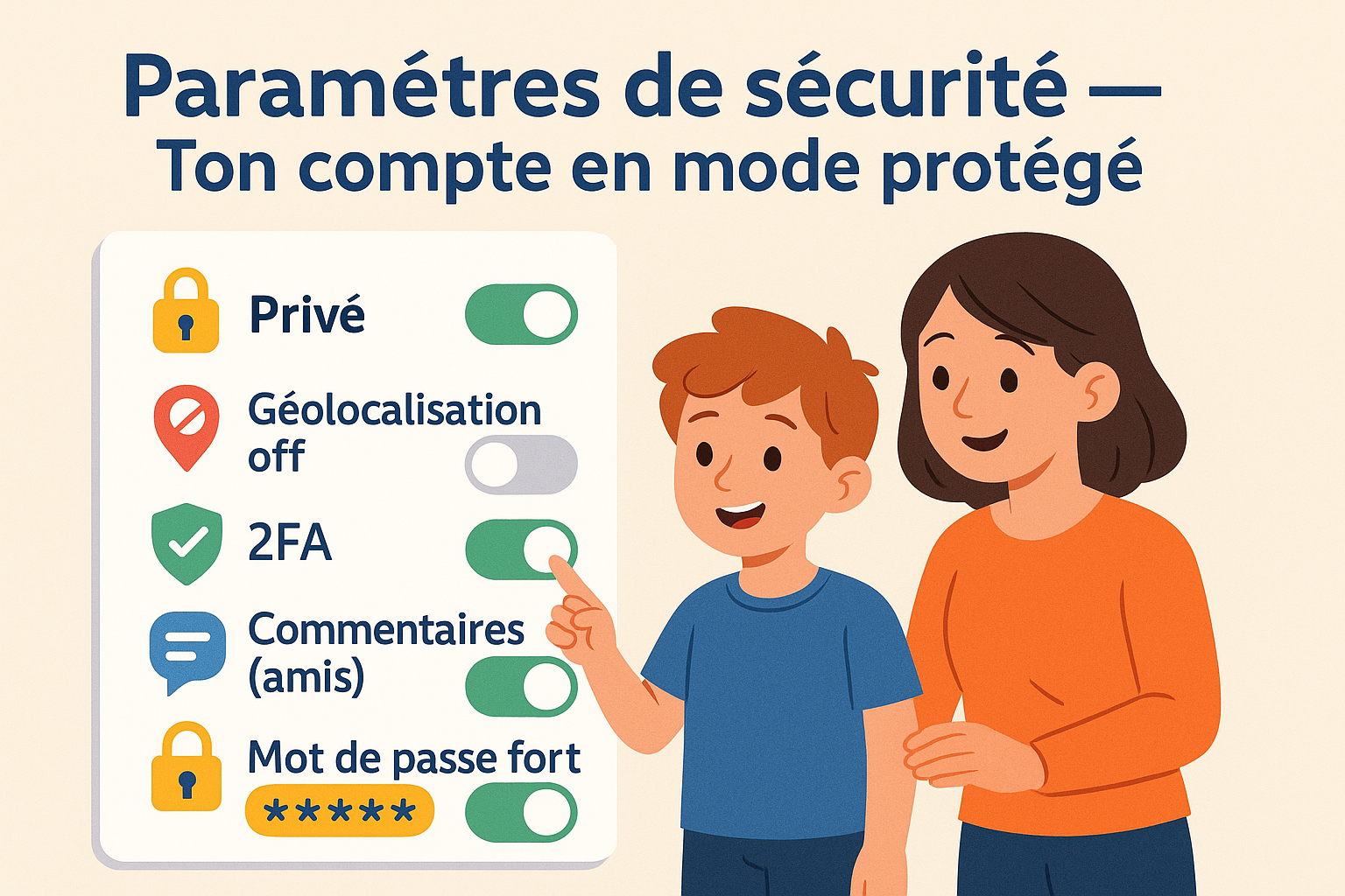 Infographie : Paramètres de sécurité -- compte en mode protégé