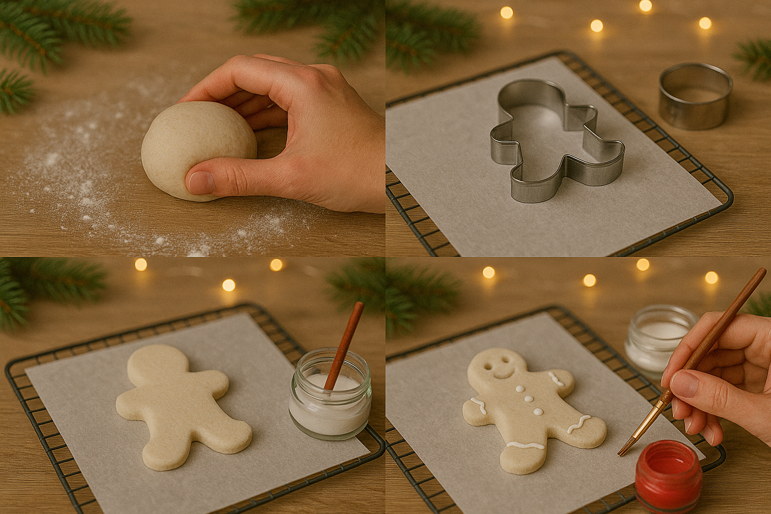 Tutoriel 4 étapes bonhomme pain d'épices en pâte à sel