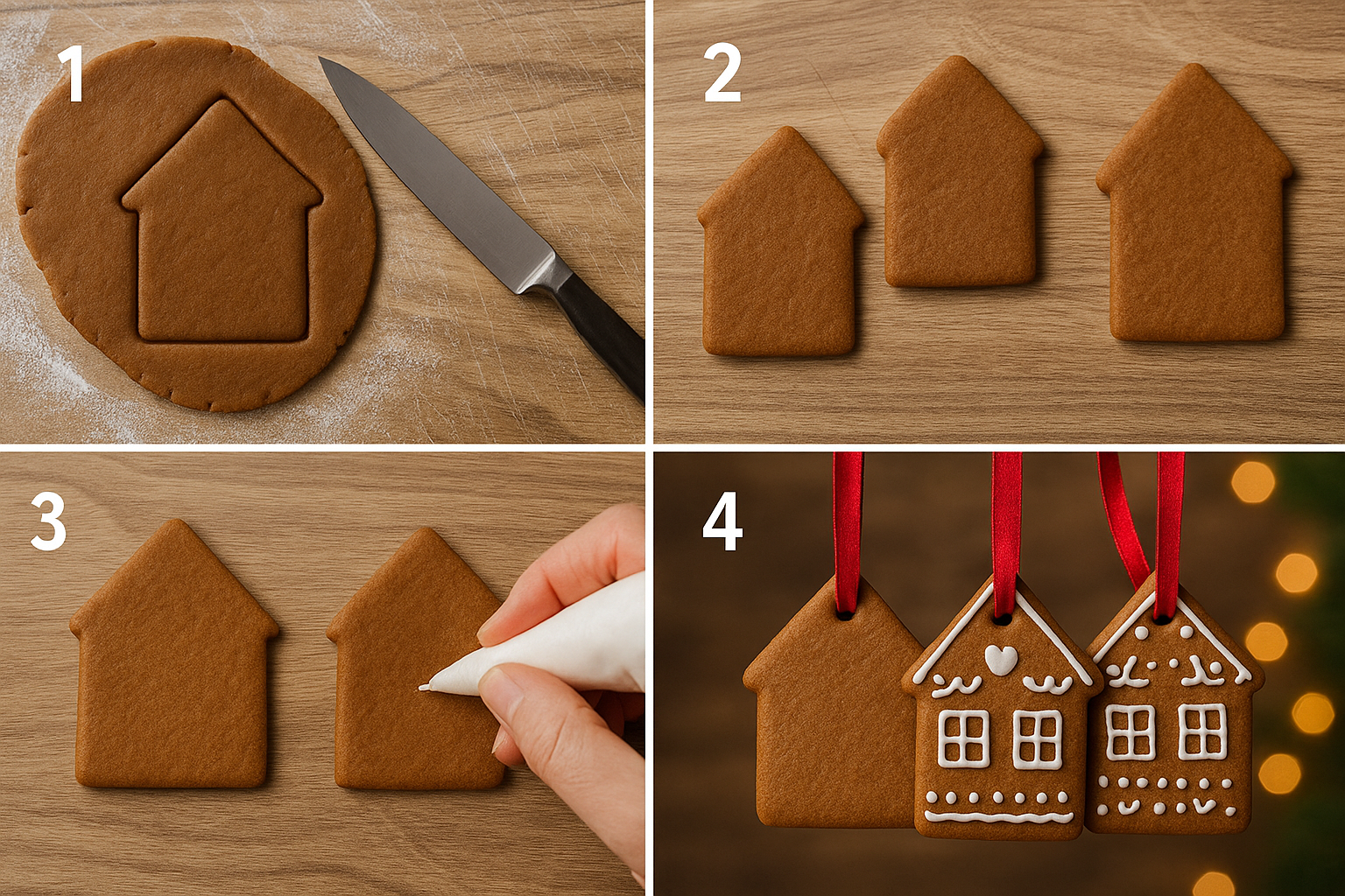 Tutoriel 4 étapes maisons pain d'épices en pâte à sel