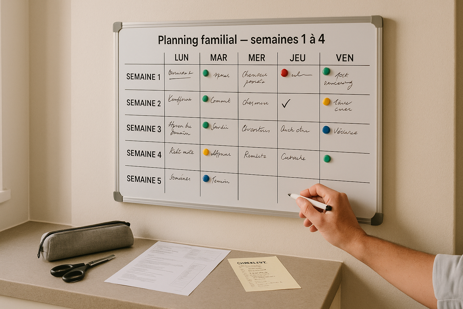 Planning familial rentrée scolaire semaines 1 à 4 à imprimer