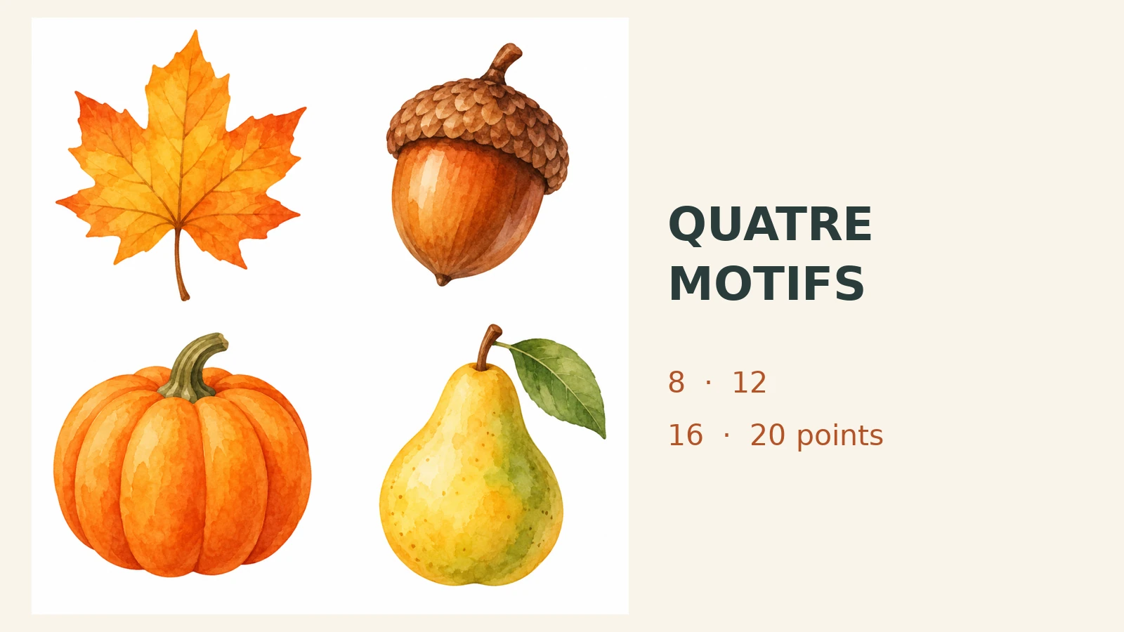 Points à tamponner d’automne : quatre motifs progressifs à imprimer
