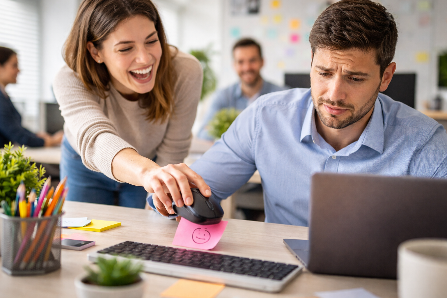 Blagues du 1er avril au bureau avec post-it et prank léger