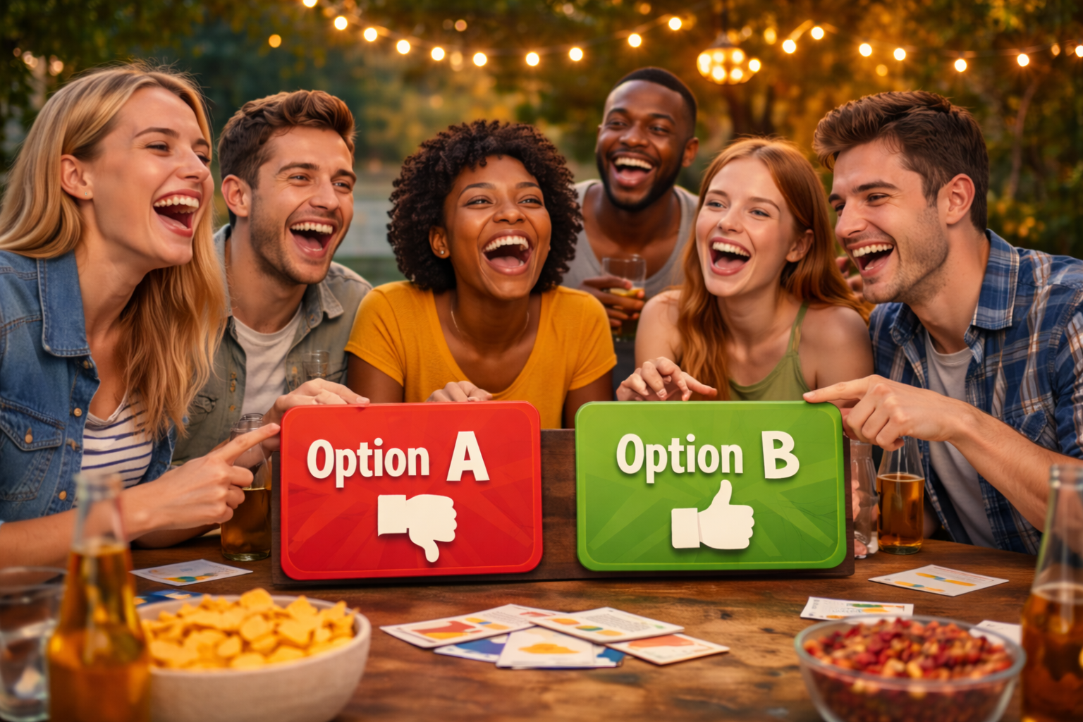 Jeu tu préfères entre amis autour d'une table