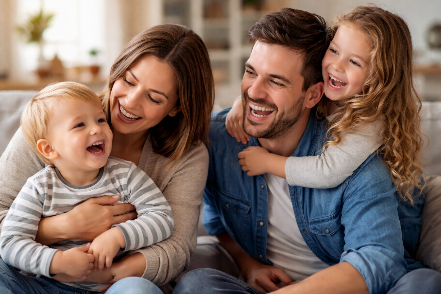 Parents et enfants partageant un moment de vie en famille