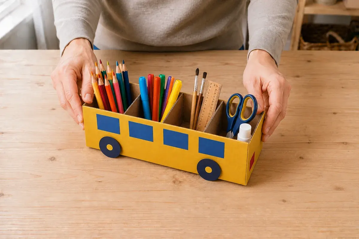 Fabriquer un organiseur de bureau en forme de bus scolaire