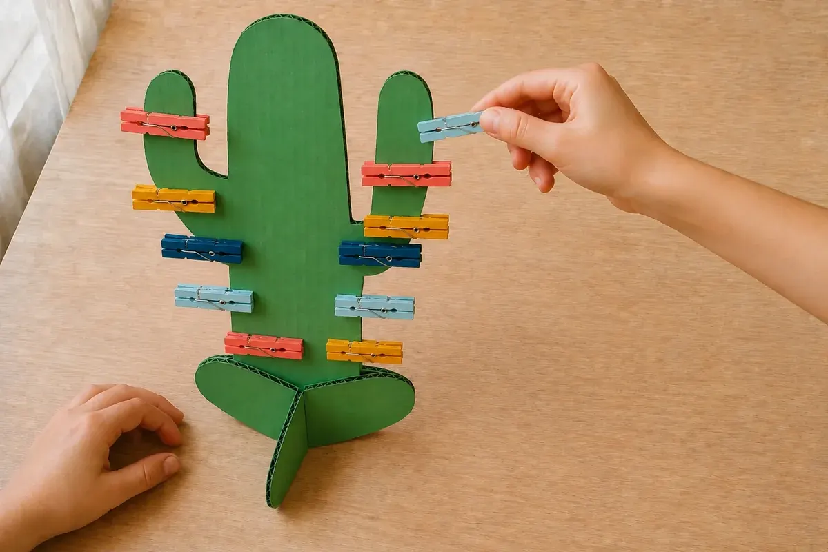 Construire un cactus d'équilibre avec des pinces en bois