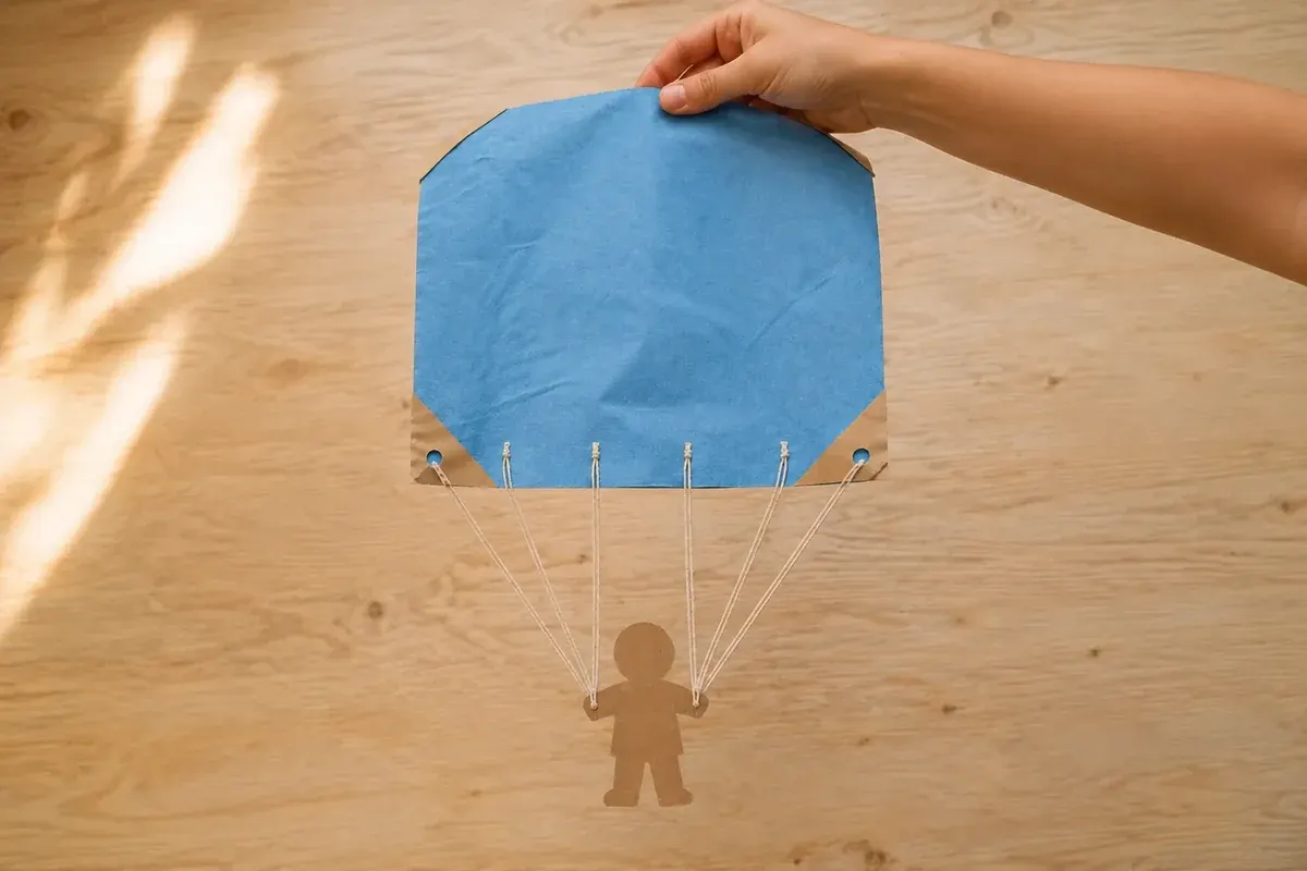 Parachute en tissu : comparer deux tailles de voile