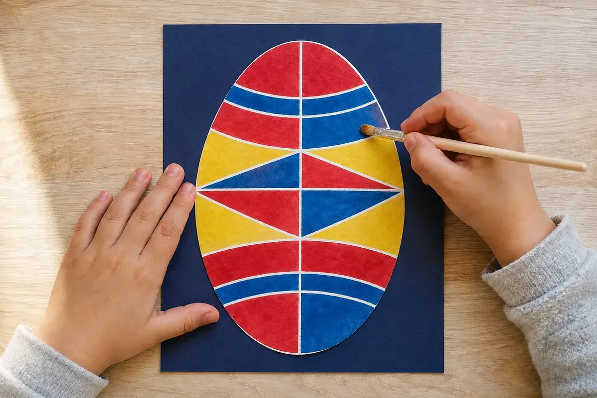 Œuf ukrainien en réserve à la cire sur papier