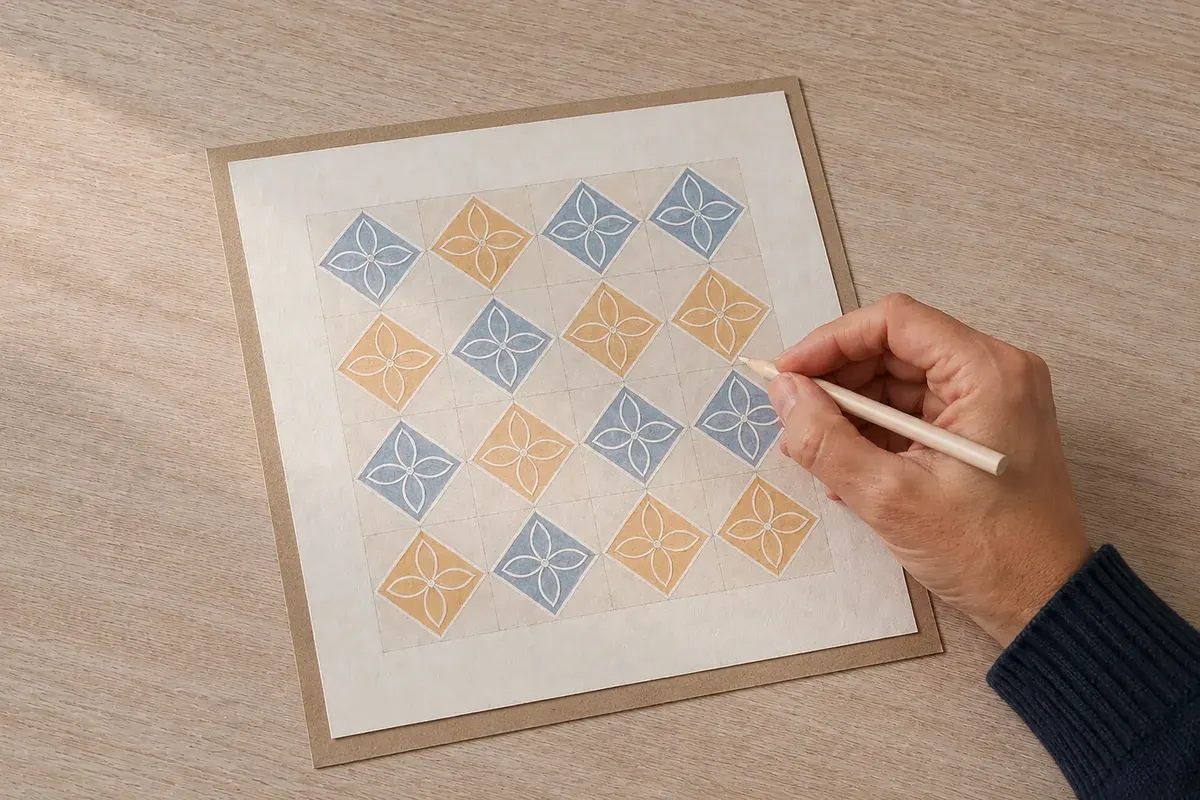 Motifs batik indonésiens sur papier