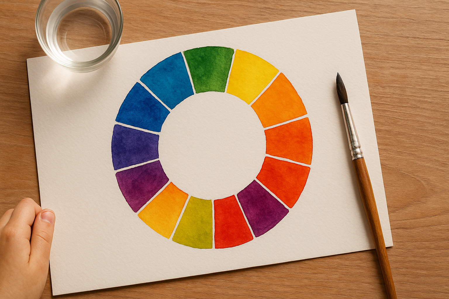 Roue chromatique peinte à l’aquarelle par un enfant