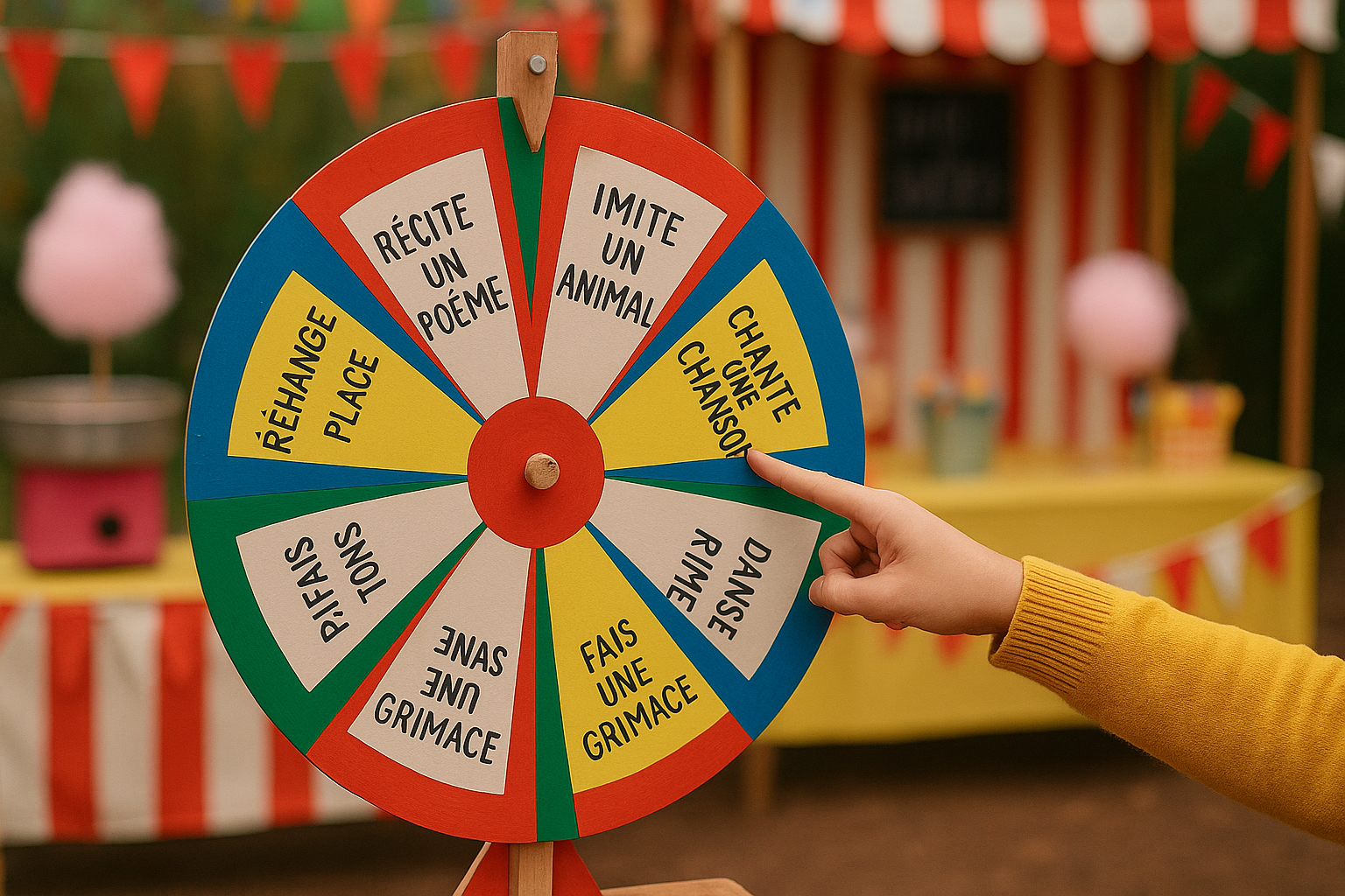 Roue de la fortune faite maison, gages rigolos (format paysage)