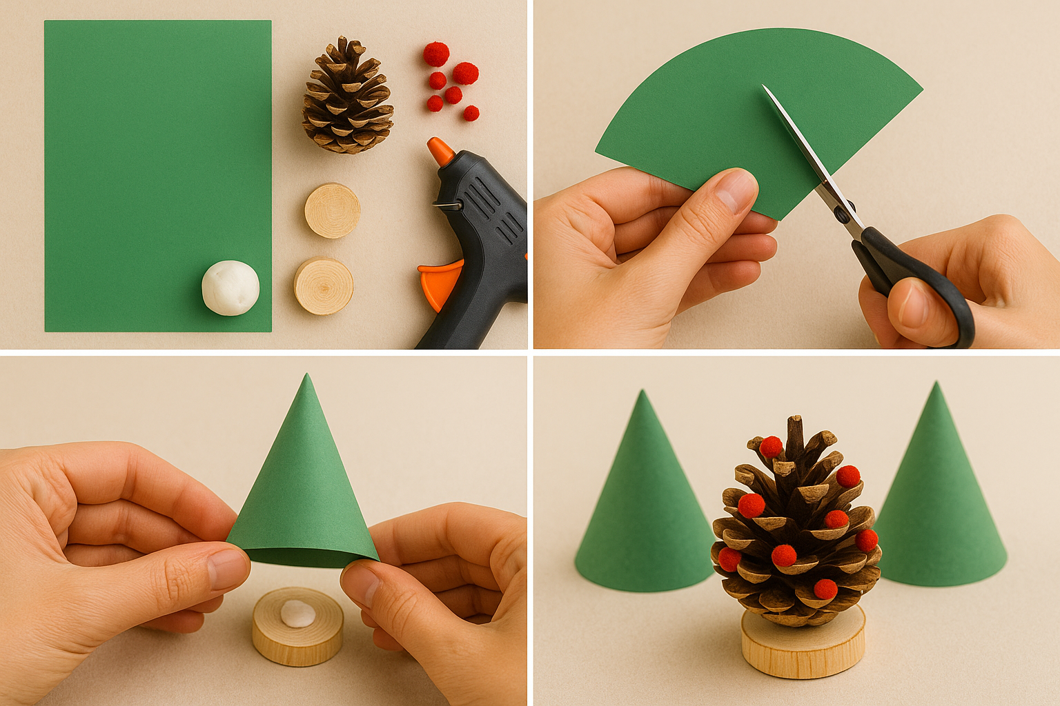 Sapin de Noël en carton fait de disques empilés – tutoriel 4 étapes
