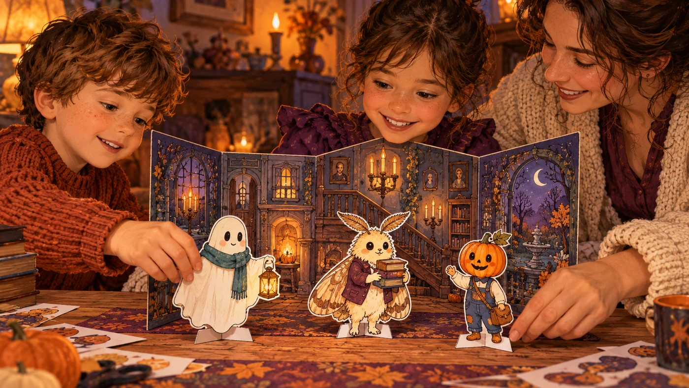 Théâtre de table Halloween : 3 personnages et 6 cartes