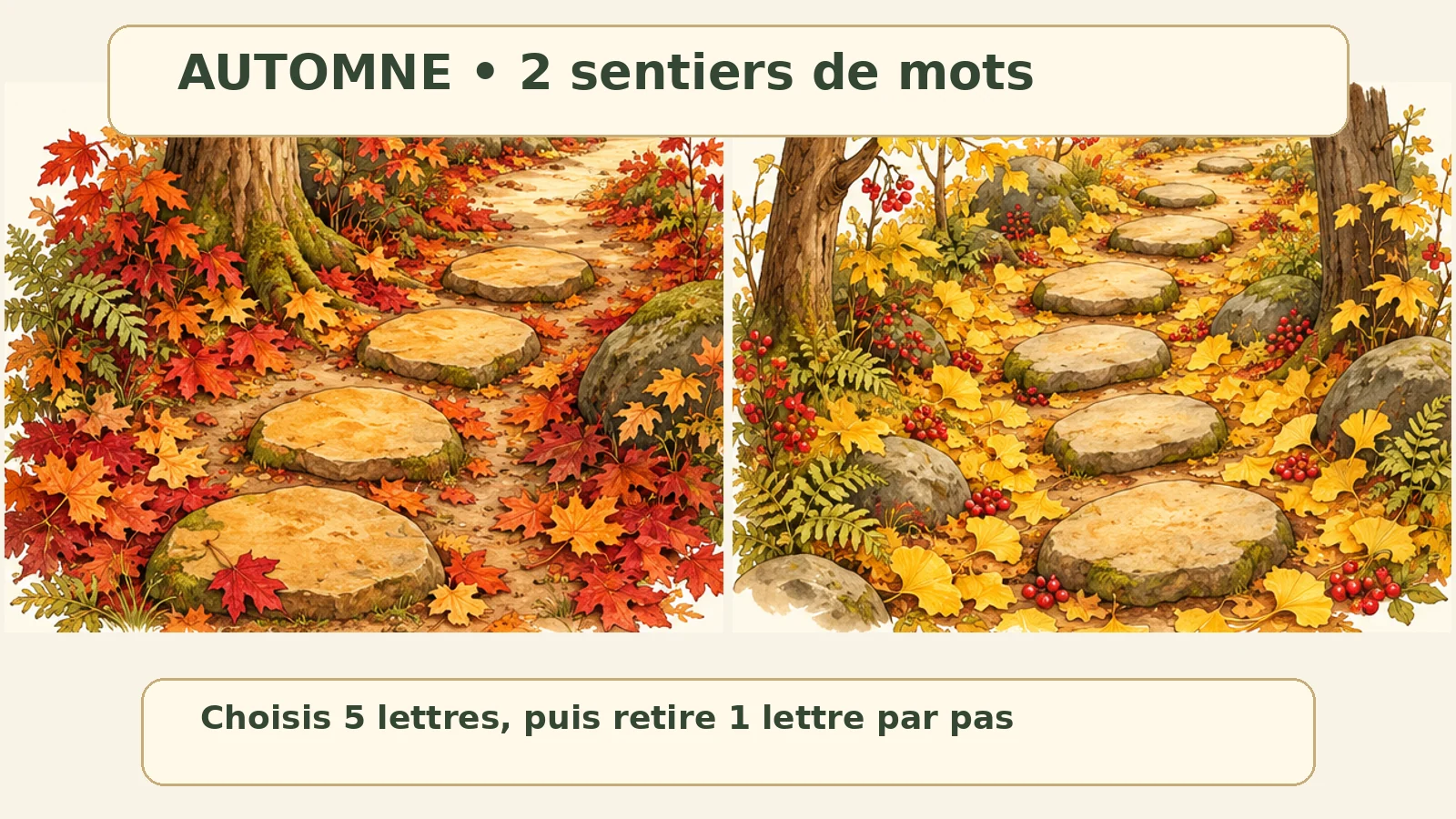 AUTOMNE : deux sentiers de mots, une lettre en moins