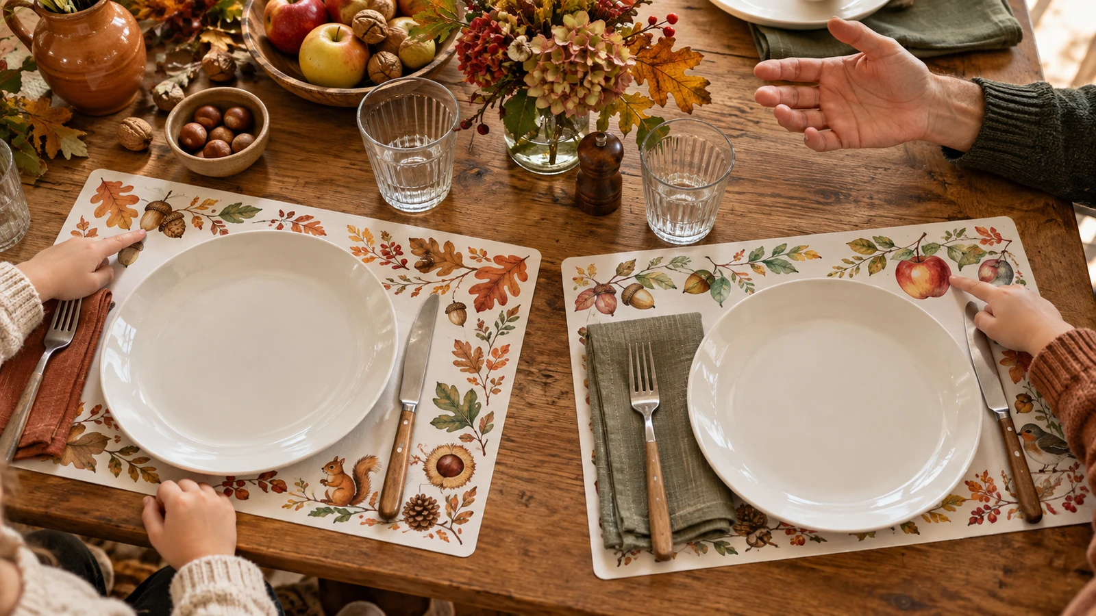 Set de table automne à imprimer : 2 jeux oraux au repas