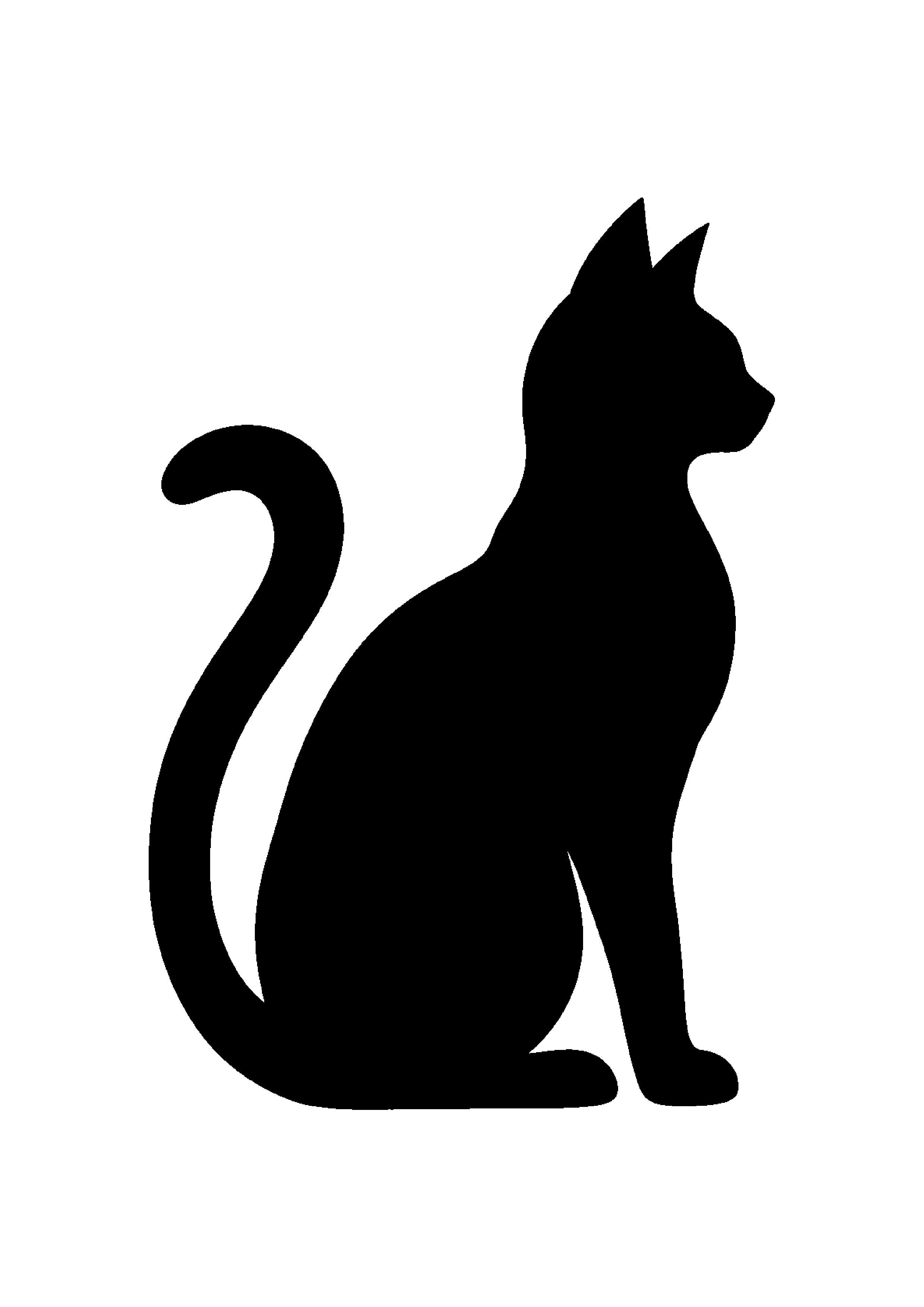 Silhouette de chat noir à imprimer sur A4 et découper