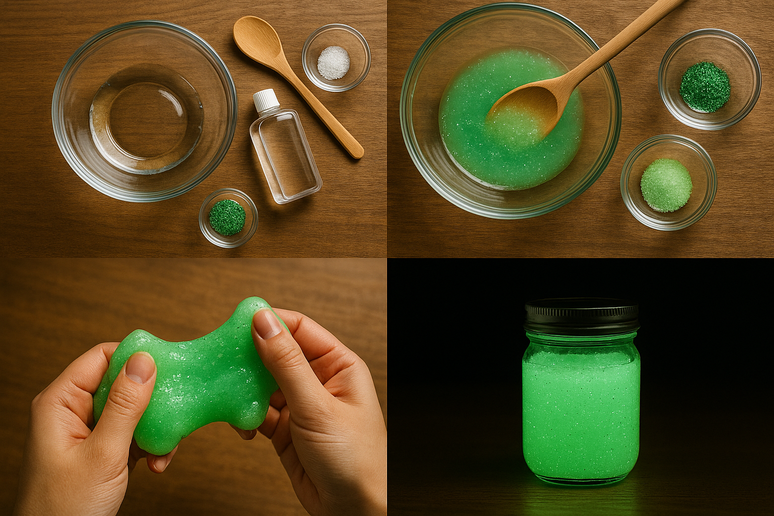 Tuto slime de sorcière phosphorescent en bocal - 4 étapes