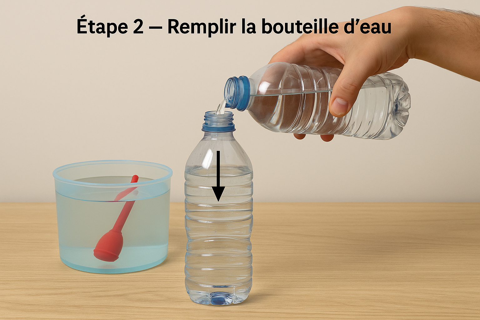 Étape 2 : insérer le plongeur et refermer la bouteille